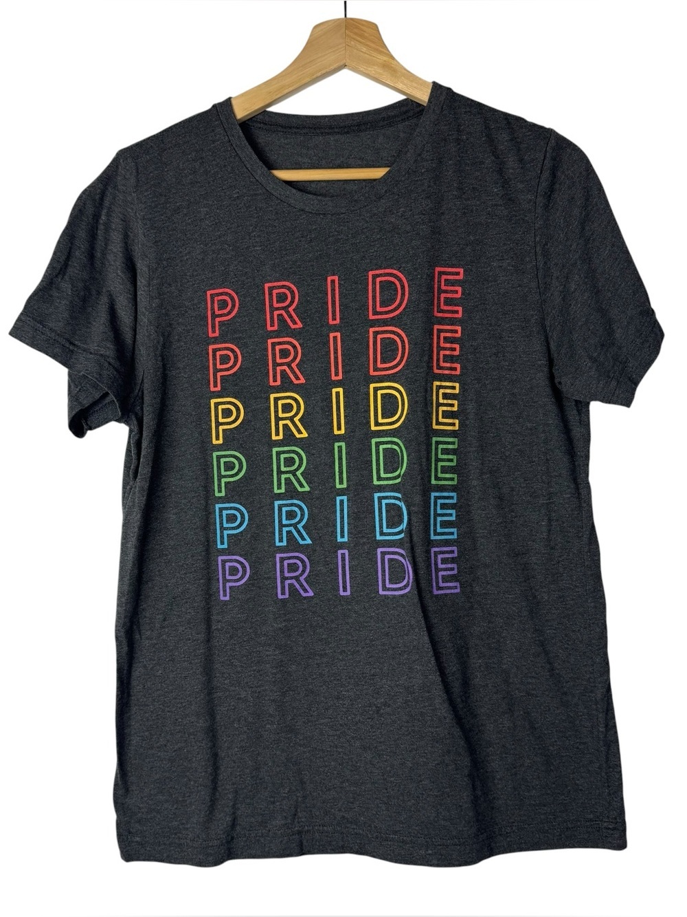 Boutique Heather Black Rainbow Pride Crewneck Short Sleeve T-Shirt M